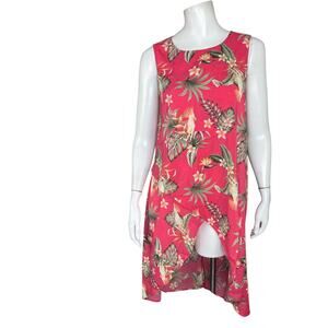 G by‎ Giuliana Pink Parrot Hi-Low Tank Dress XSP Tropical Floral NWOT Sleeveless